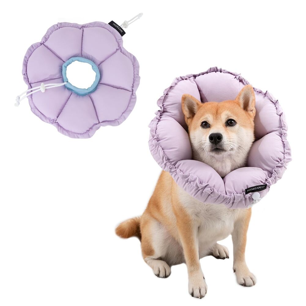 HiDream Dog Cone Collar, Cute Elizabethan Style, Purple Flower Size XL